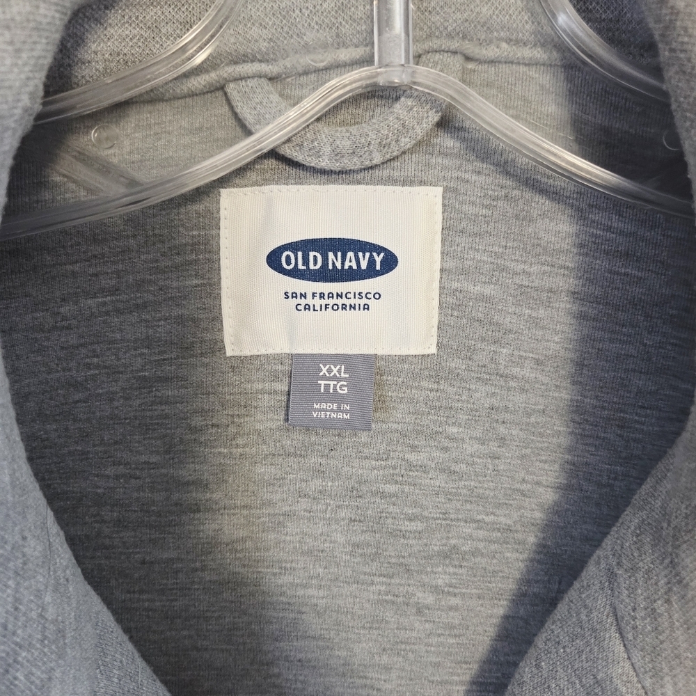 Old Navy xxl heather grey sweat shirt neoprene like moto jacket - Picture 2 of 12